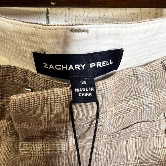 Zachary Prell NEW Men's Plaid Flat Front Shorts Viewmont Sand Tan White Size 38 - Picture 8 of 15